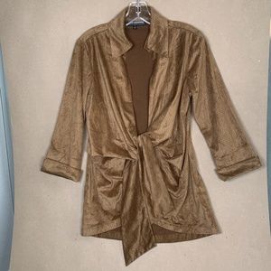 Mishca Tie-Front Microfiber Faux Suede Lightweight Top S
